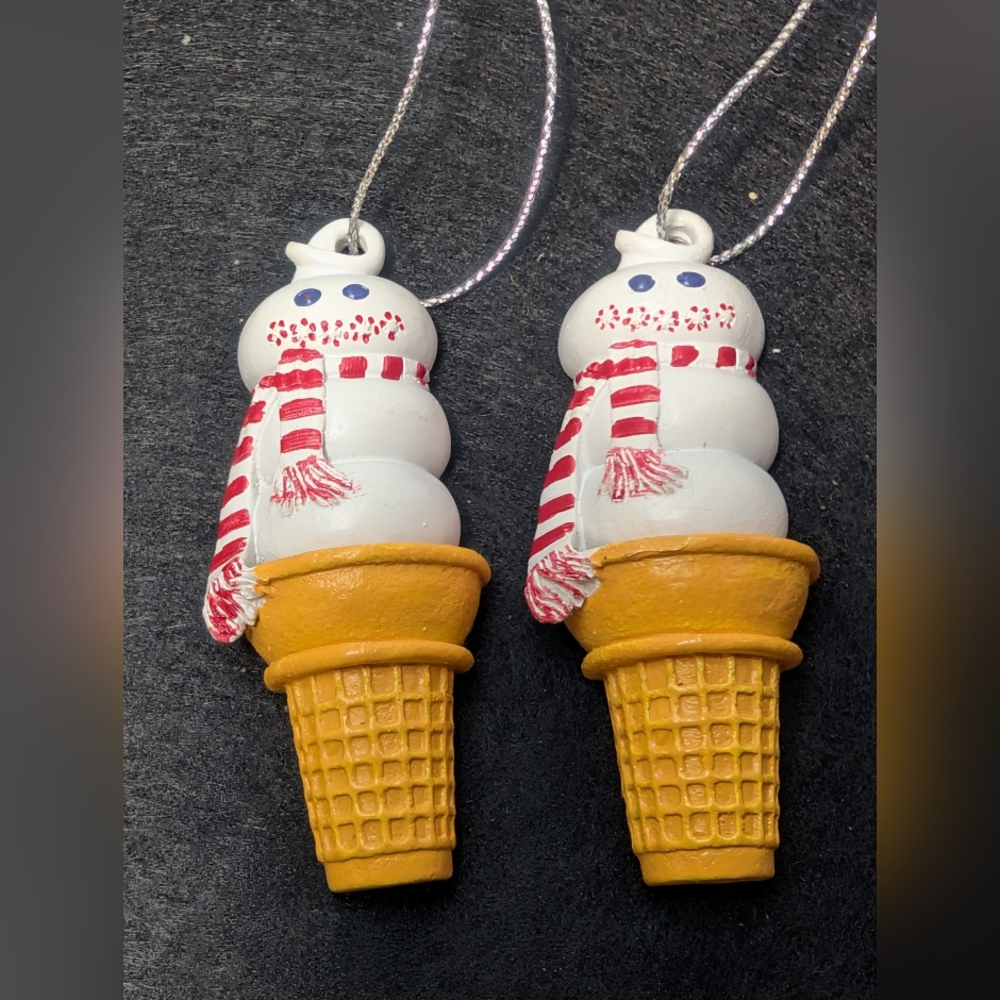 2 Vintage Kurt Adler Dairy Queen "Curly The Cone" Ornaments